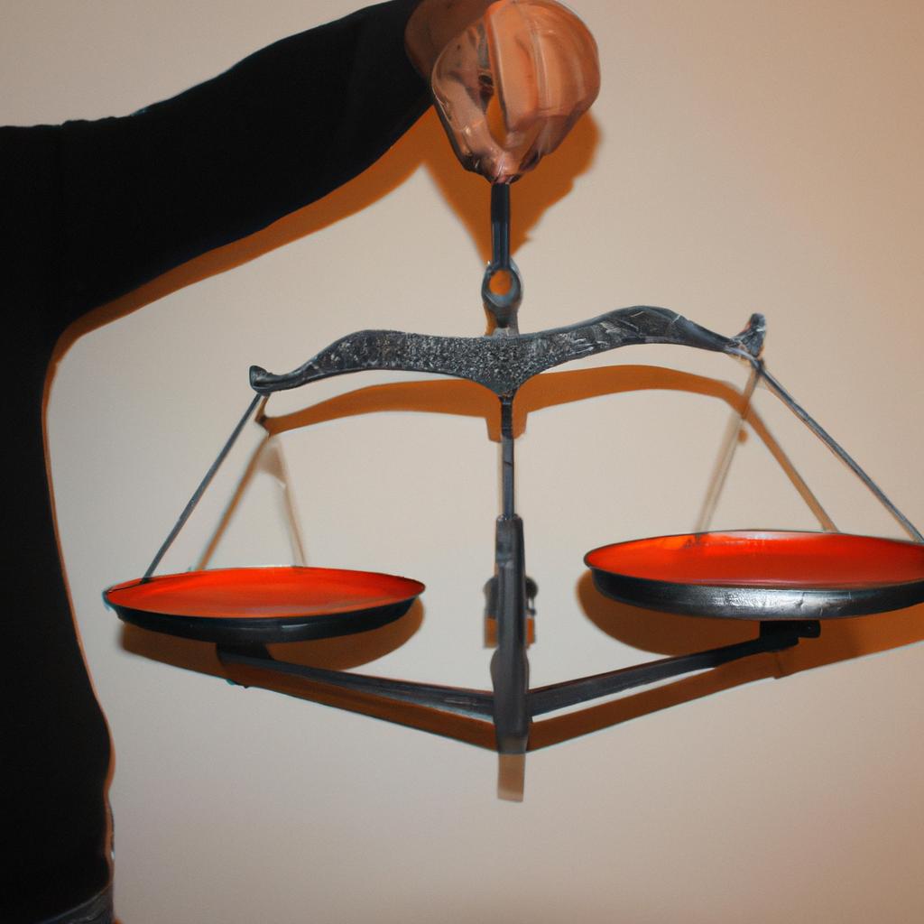 Person holding a balanced scale